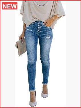 Women's Boyfriend Skinny Jeans Ripped Distressed Stretchy Denim Pants